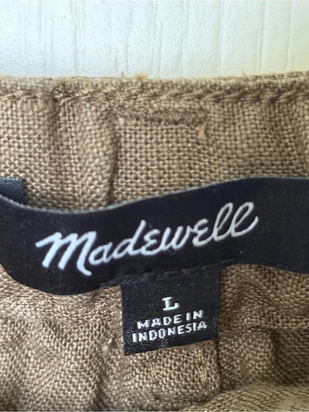 Madewell Linen-Blend Drawstring Shorts Olive Size L